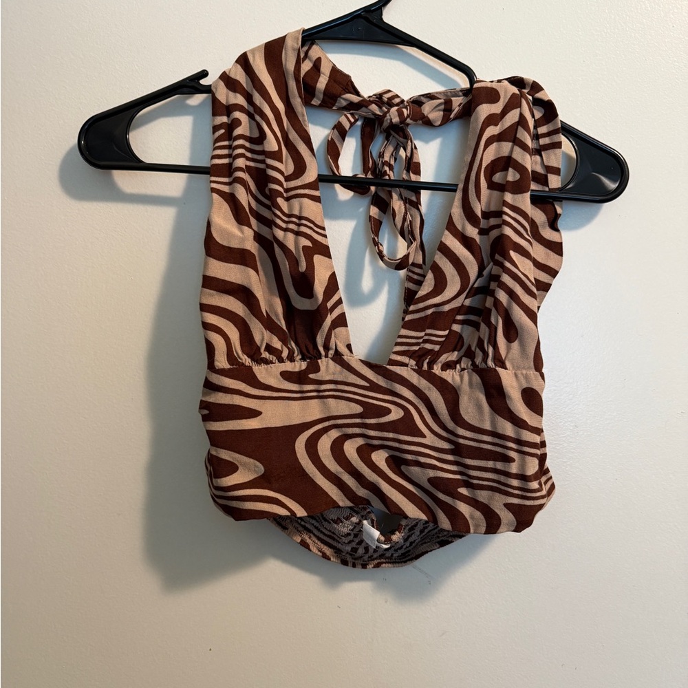 Garage Brown and Cream Crop top